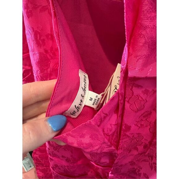 NWT For Love & Lemons Deliza Hot Pink Mini Dress Size Medium - Picture 7 of 8